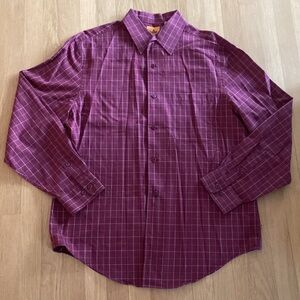 Timberland NWOT Men's Merlot Burgundy Checkered Casual Shirt